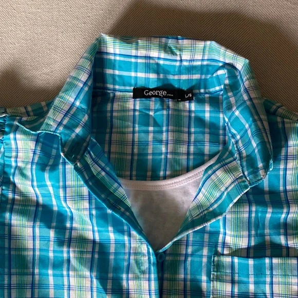 Girls Attached Tank Top Plaid Shirt - Picture 2 of 7